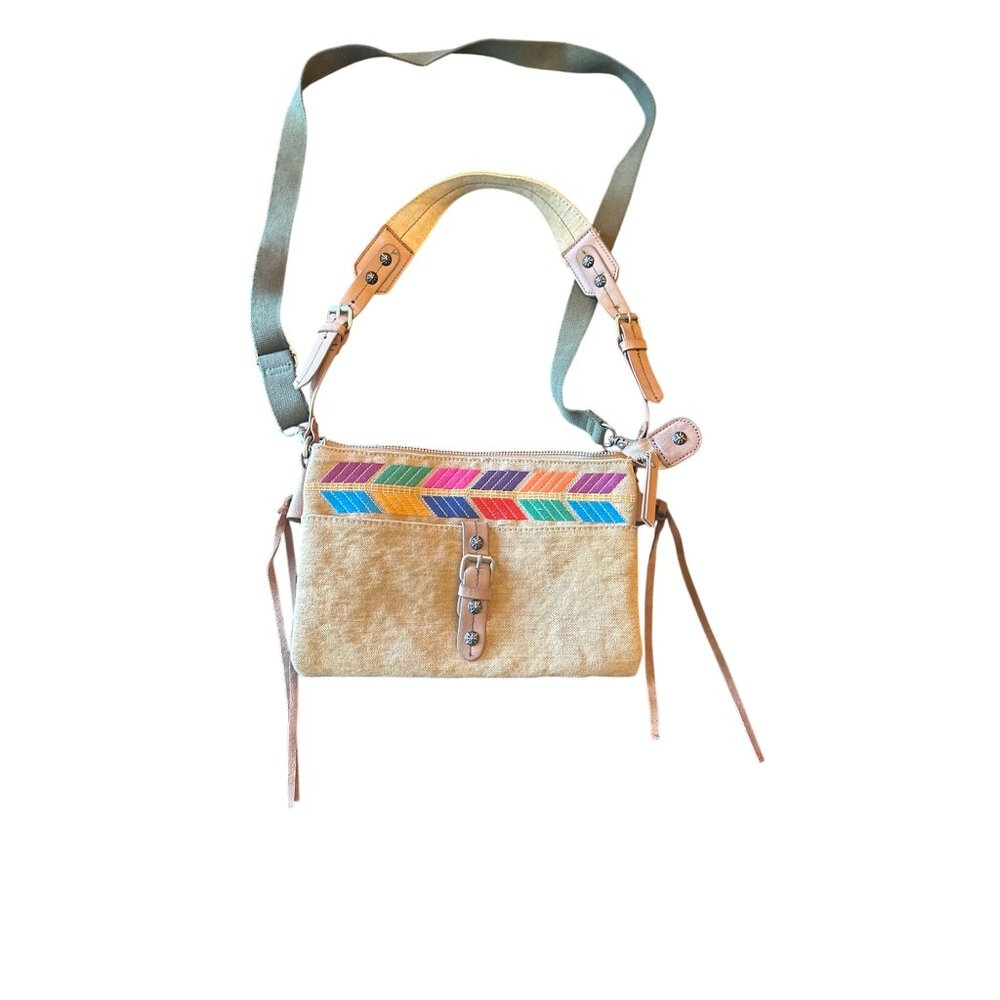 Lucky Brand Canvas Multicolor Embroidered Detail Crossbody Bag Shoulder strap